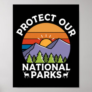 Poster Protéger nos parcs nationaux Randonnée Camping Sou