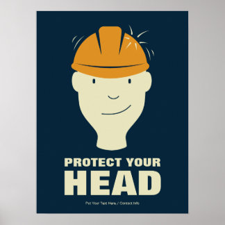 Poster Protégez votre tête Rétro de sécurité en milieu de