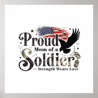 Poster Proud Military Mom Soldier Pride Art