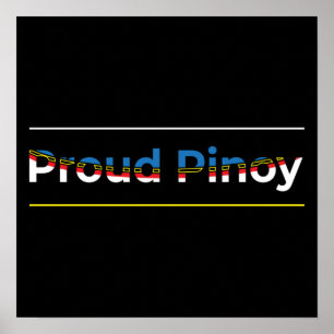 Poster Proud Pinoy - Drapeau philippin Mot Art Lettres