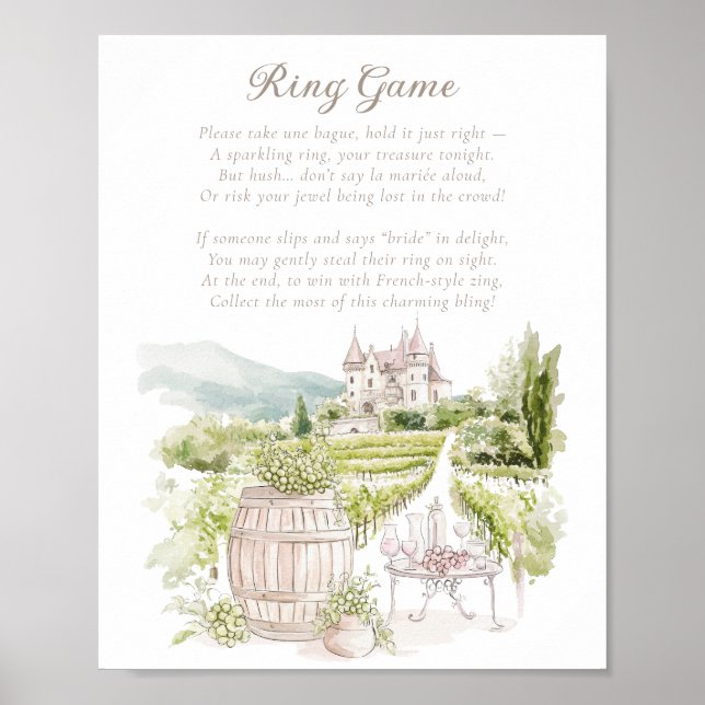 Poster Provence Chateau French Country Ring Game Bridal (Devant)