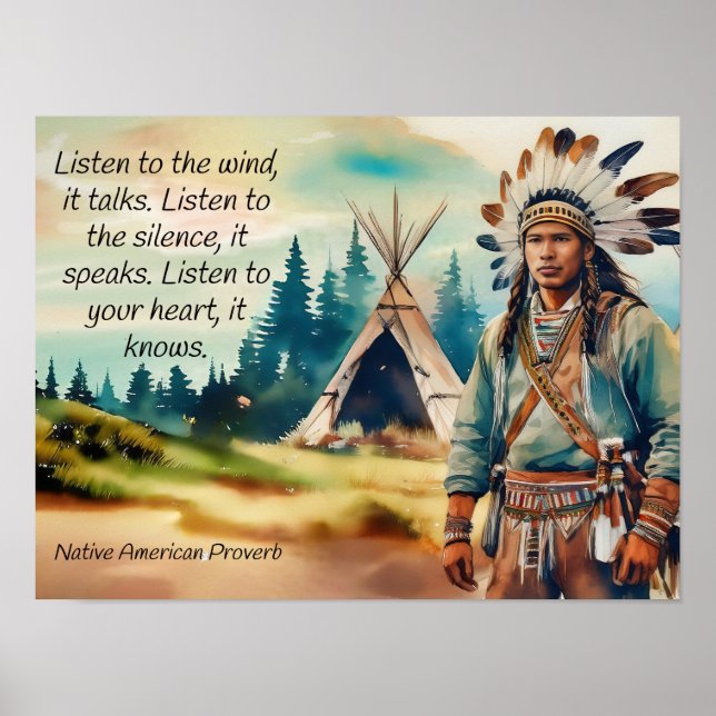 Poster Proverbe amérindien Écouter le vent (Devant)