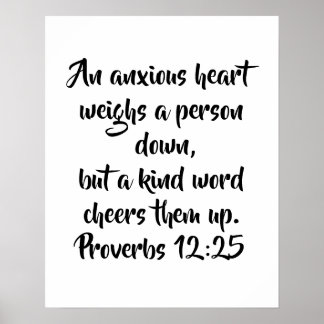 Poster Proverbes 12:25 Élégant Verset Bible Chrétienne