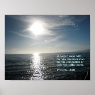 Poster Proverbes 13:20 coucher du soleil