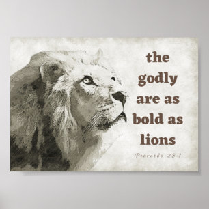 Poster Proverbes 28:1 Gras en tant qu'affiche de lions