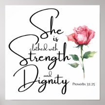 Proverbes 31:25 Elle est habillée Bible Verse Fleu
