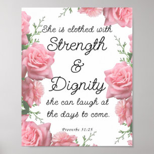 Poster Proverbes 31:25, Elle est habillée de force
