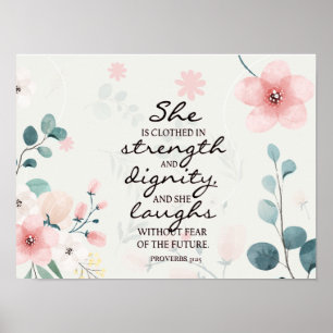 Poster Proverbes 31:25 Elle est habillée en force