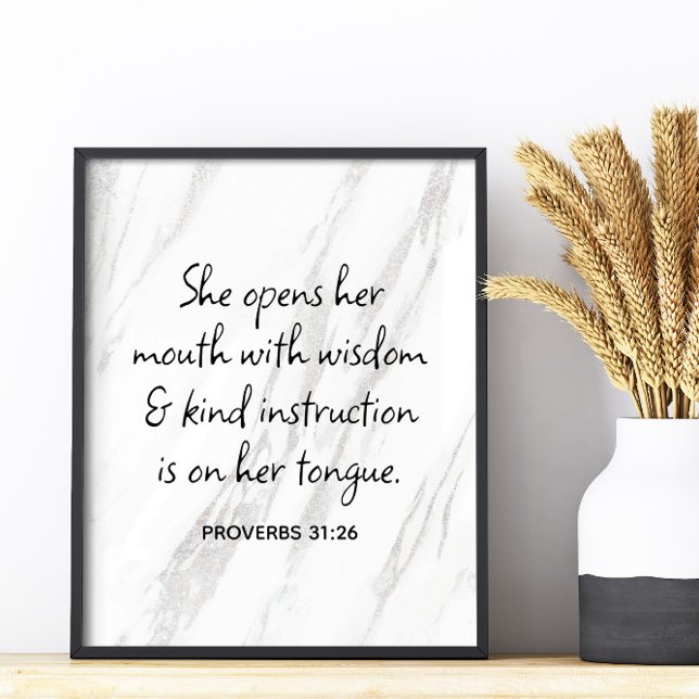Poster Proverbes 31:26 Bible Verse Marble Glam (Proverbs 31:26 Bible Verse Marble Glam Poster)