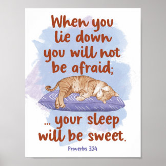 Poster Proverbes 3:24 Votre sommeil sera Chat doux