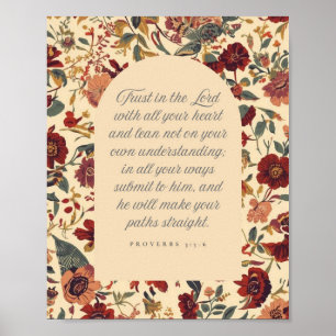 Poster Proverbes 3:5–6 Ayez confiance dans le Seigneur Fl