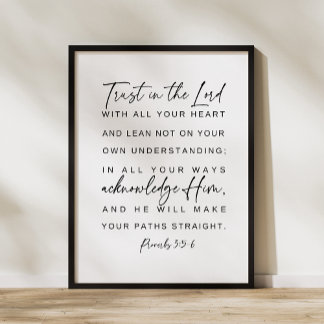 Poster Proverbes 3:5-6 Confiance dans le Seigneur, verset