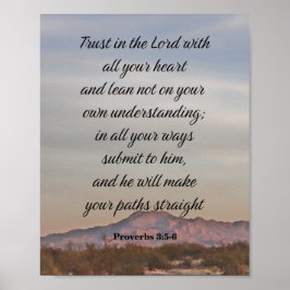Poster Proverbes 3:5-6, vers biblique inspirant