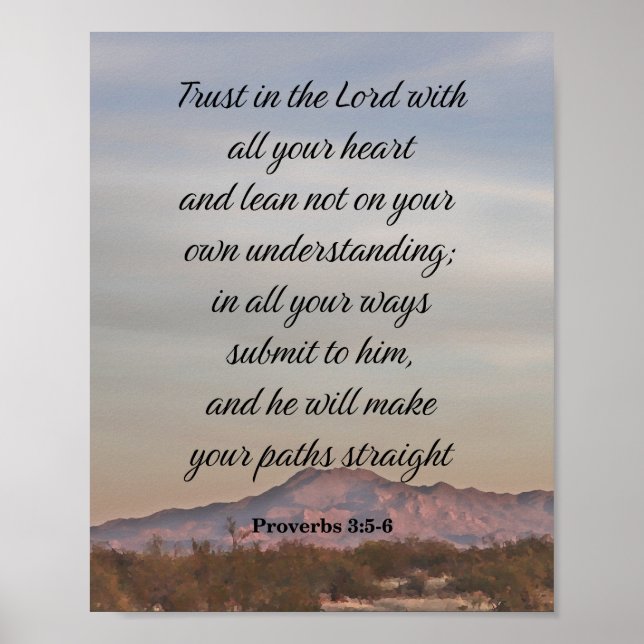 Poster Proverbes 3:5-6, vers biblique inspirant (Devant)