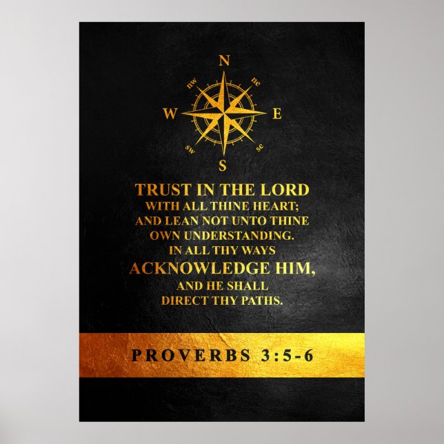 Poster Proverbes 3:5-6 Versets de la Bible (Devant)