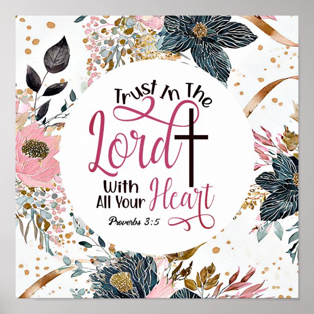 Poster Proverbes 3:5 Confiance dans le Seigneur Bible Ver (Devant)