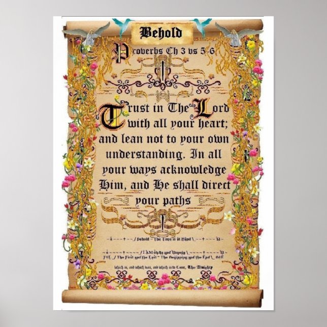 Poster Proverbes Chapitre 3 versets 5-6 Confiance dans le (Devant)