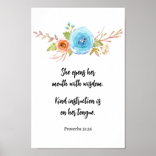 Poster Proverbes de la Fête des Mères Écriture Florale Aq (Devant)