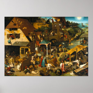 Poster Proverbes du Néerlandais par Pieter Bruegel l'Anci