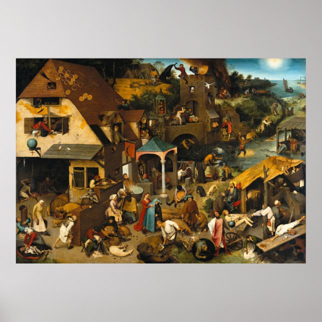 Poster Proverbes hollandais par Pieter Bruegel l'Ancien (Devant)