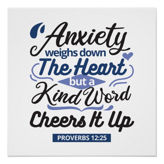 Poster Proverbs 12:25 Bible Verse – Kind Word Art (Devant)