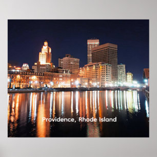 Poster Providence, Rhode Island la nuit