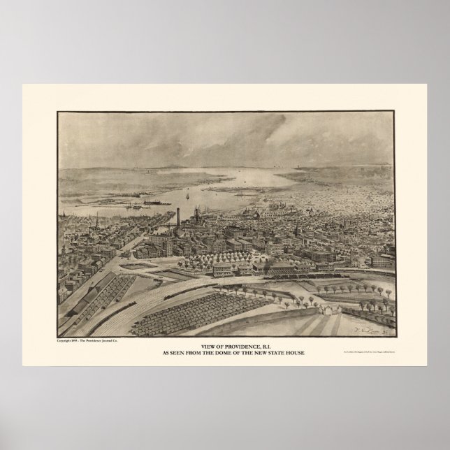 Poster Providence, RI Carte panoramique - 1896 (Devant)