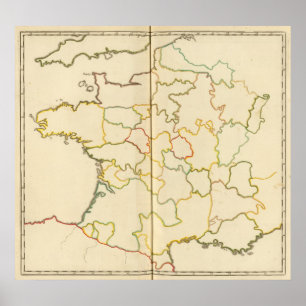 Poster Provinces, France Outline
