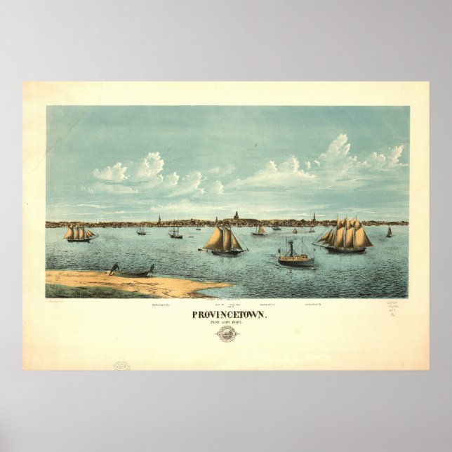 Poster Provincetown Massachusetts 1877 Antique Panorama (Devant)