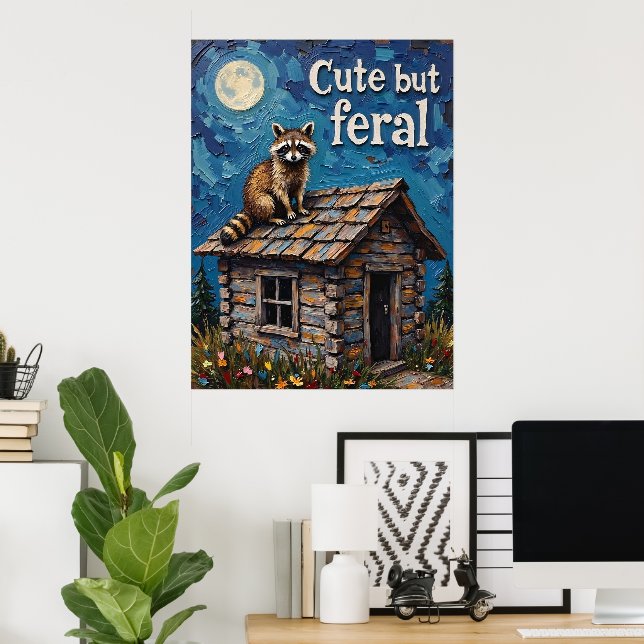 Poster Prowler de minuit : Raccoon au clair de lune (Bureau à domicile)