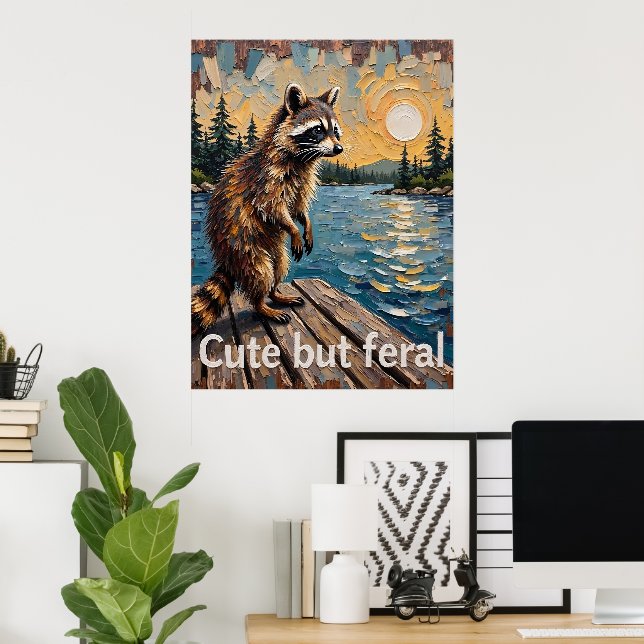 Poster Prowler réfléchissant : Raccoon par l'eau (Bureau à domicile)