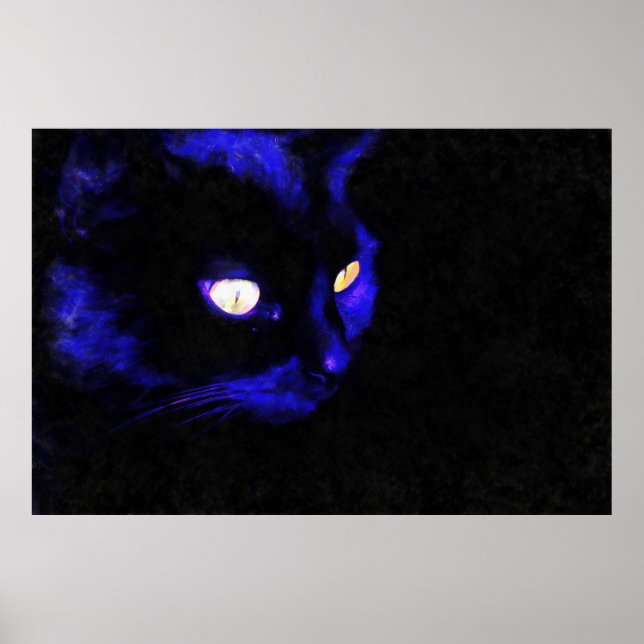 Poster Prowling Chat Noir Pose d'animal Art acrylique (Devant)