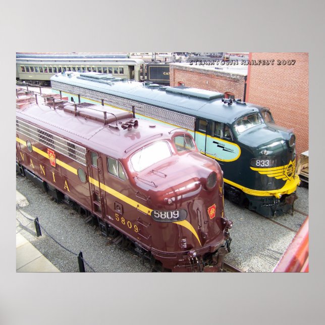 Poster PRR E8A 5809 et ERIE E8A 833 @ Steamtown (Devant)