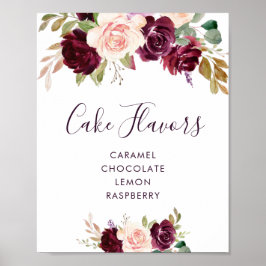 Poster prune fleurs violettes cake flaveurs signe
