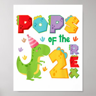 Poster Ps des deux Rex 2e anniversaire garçon dinosaure T
