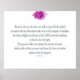 Poster PSALM 1:1-3 avec Fleur violette