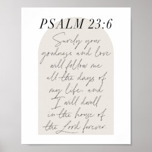 Poster Psalm 23:6 Minimal Boho Beige Arch Script