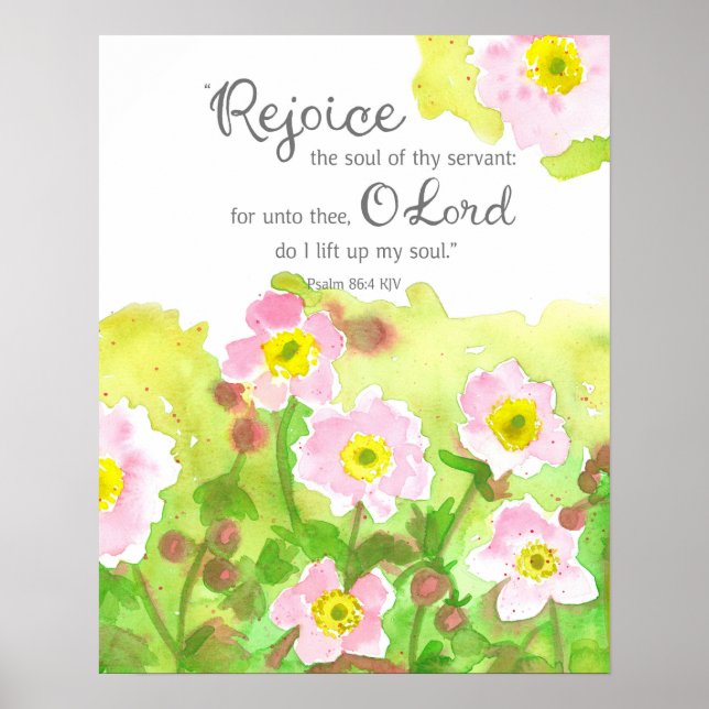 Poster Psalm 86 Scripture Bible Verse Pink Flowers (Devant)
