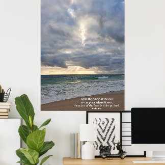 Poster Psaume 113 Coucher de soleil sur l'océan