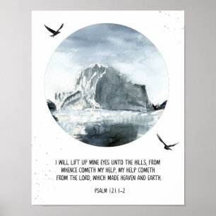 Poster Psaume 121:1-2 Je lève Mes Yeux, Citation Bible