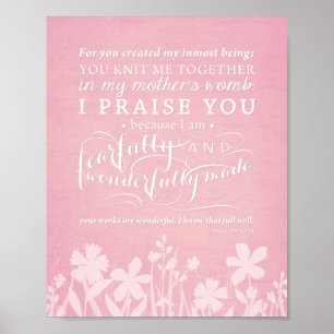 Poster Psaume 139:13-14 "Fearful and Wonderful Made"