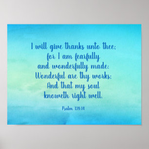 Poster Psaume 139:14 Encouragement Bible Verse