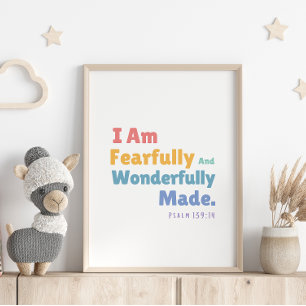 Poster Psaume 139:14 Enfants Bible Verse Christian Nurser