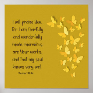 Poster Psaume 139:14 Fearful and Wonderful Made