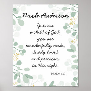 Poster Psaume 139 Enfant de Dieu Bible Verse Nom