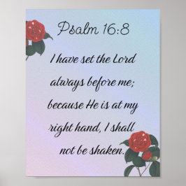 Poster Psaume 16:8, Inspirational Bible Verse