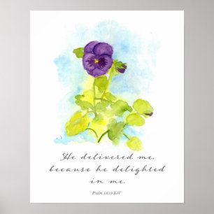 Poster Psaume 18 Écriture Il M'a Délivré Pansy Violet