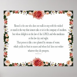 Poster Psaume 1 Écriture Art Chemin des justes