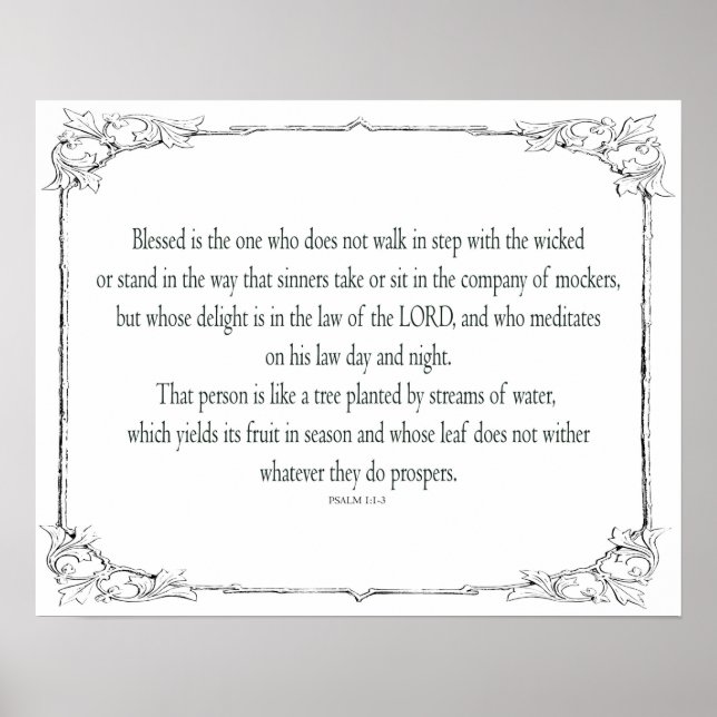 Poster psaume 1, ou es not walk in step with the wicked, (Devant)