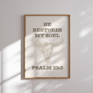 Poster Psaume 23 3 Western Cowgirl Christian Wall Art